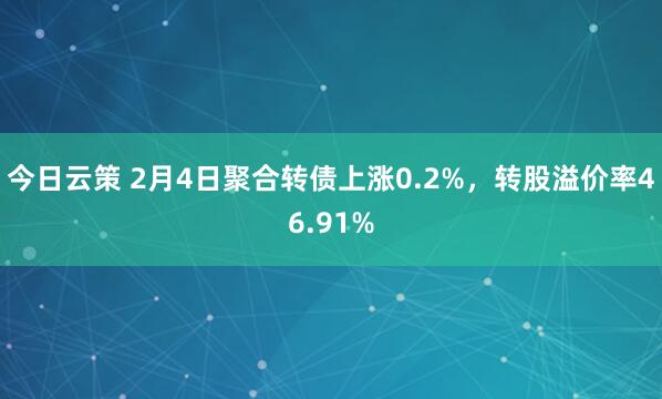 今日云策 2月4日聚合转债上涨0.2%，转股溢价率46.91%