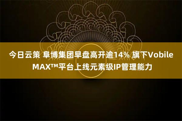 今日云策 阜博集团早盘高开逾14% 旗下Vobile MAX™平台上线元素级IP管理能力