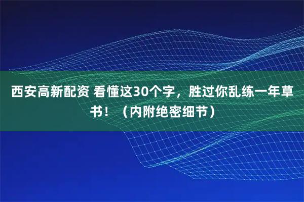 西安高新配资 看懂这30个字，胜过你乱练一年草书！（内附绝密细节）